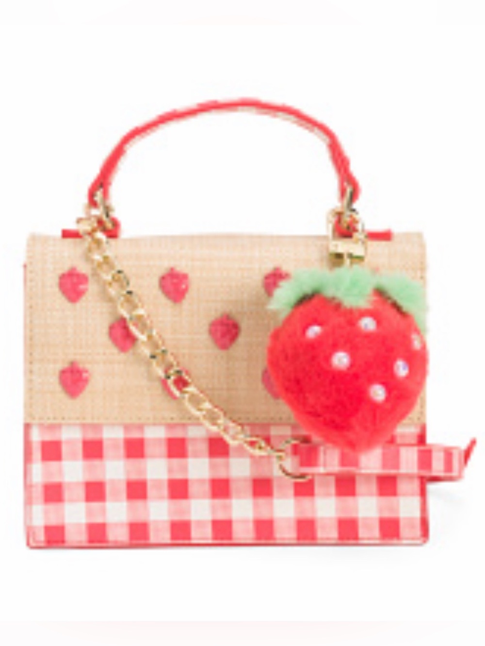 Betsey Johnson Strawberry Red Gingham "Mylo" Mini Crossbody Bag